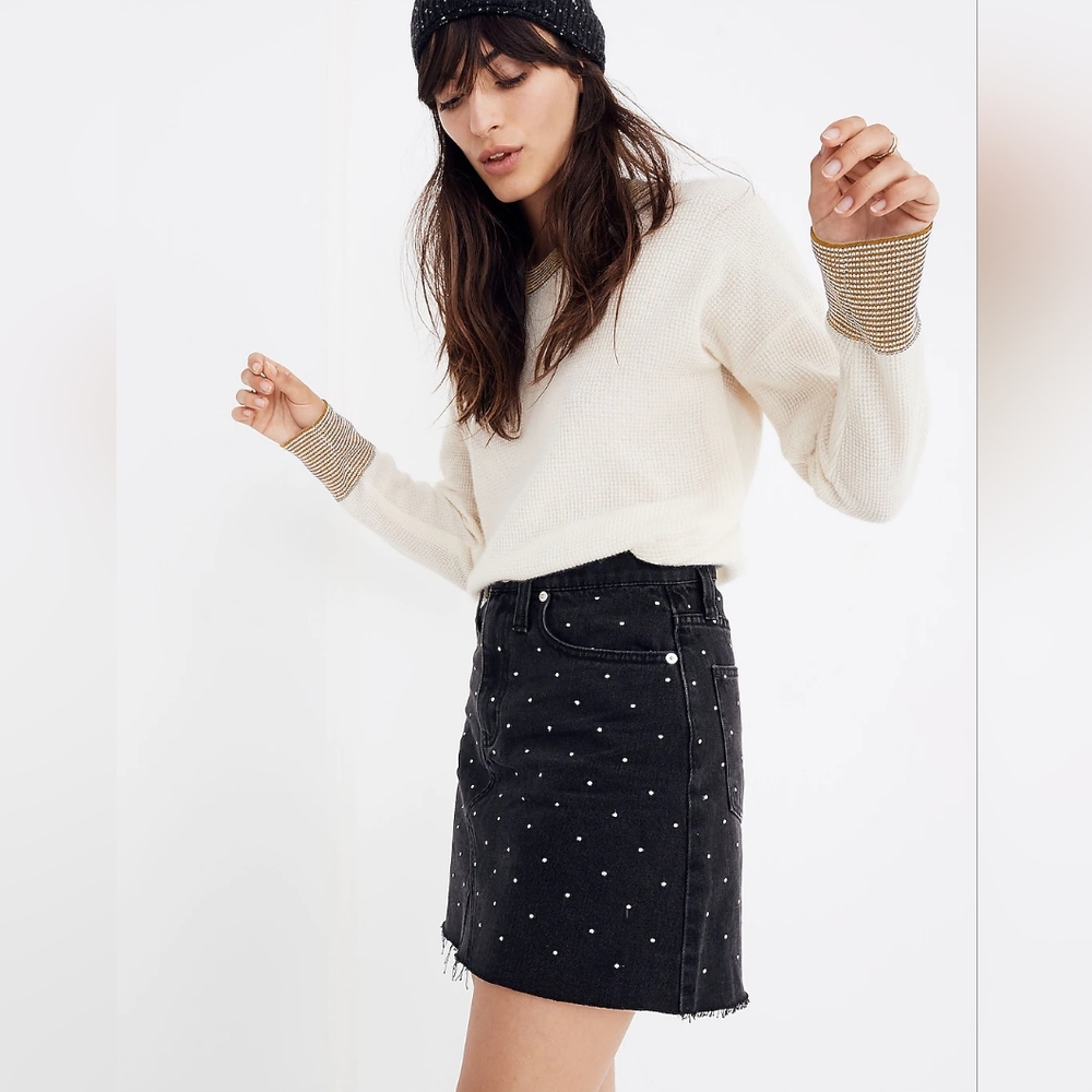 Madewell Black Skirt with White Dots
